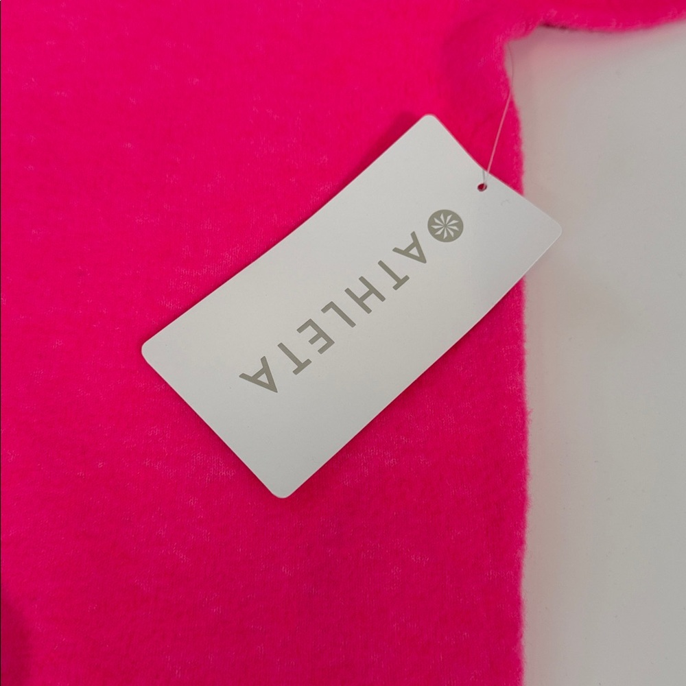 NWT Athleta Transit Crew Sweater Size S Bright Neon Pink Wool Blend - Picture 5 of 13